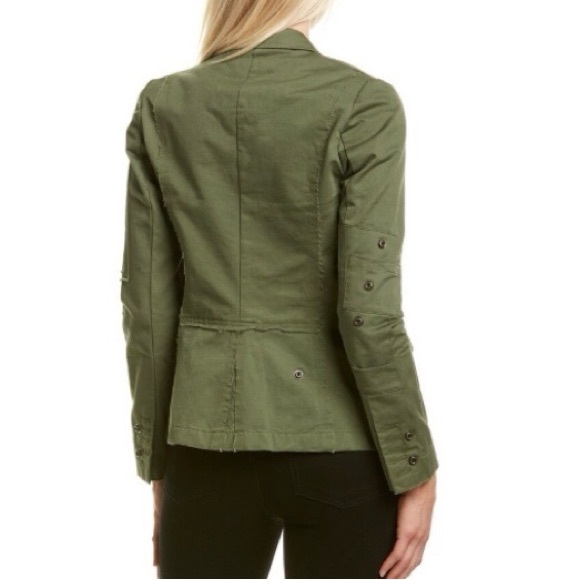 Zadig & Voltaire Virginia Grunge Foil Skull Cotton Blazer in Kaki - Picture 3 of 8